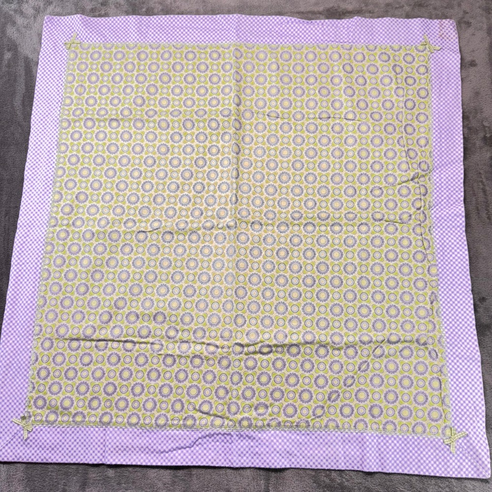 Kids Play Mat Quilted Blanket Purple Gingham Border Green Floral‎ 32x32